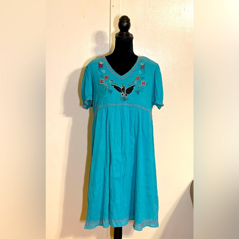 Double D Ranch Aqua Beaded Dress Size: XL